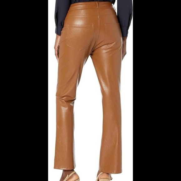 7 For All Mankind camel color faux leather size large straight leg pants nwt - Picture 1 of 9
